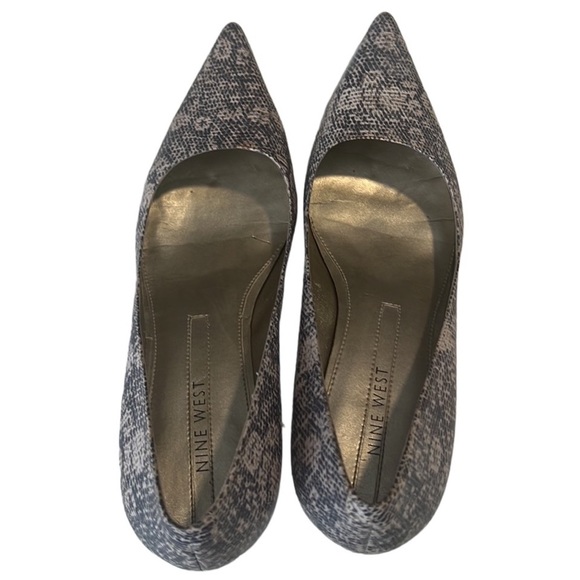 Nine West Abigayles Leather Snakeskin Print Gray, Gold Ivory Pumps Size 7.5 - Picture 4 of 10